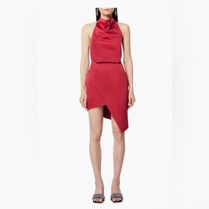 Elliott Camo Asymmetric Satin Cocktail Dress